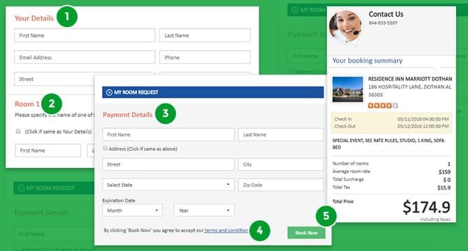 Final page to fill information to confirm booking Final page to fill information to confirm booking